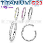 usgshs106 titanium hinged segment hoop 18g outward facing cz