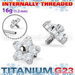 ushz15in titanium flower top cz prong setting