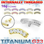 ushz33in pvd plating astm f 136 titanium five cz curved top