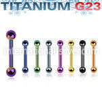 utbbeb anodized titanium g23 barbell with 3mm balls