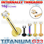 utlbin12 pvd plating titanium labret stud 16g cz internal