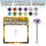wbzm25 14 karat white gold nose bone prong set color cz