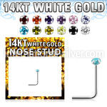 wnsczm15 14 karat white gold l shaped nose stud color cz