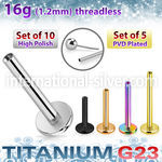 xulbnob16g titanium threadless labret stud bar 16g 4mm 10pcs