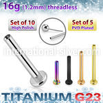 xulbnos16g titanium threadless labret stud bar 16g 10pcs
