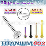 xulbnos20g titanium threadless labret stud bar 20g 10pcs