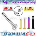 xulbs16gin astm f 136 titanium labret 16g 10pcs internal